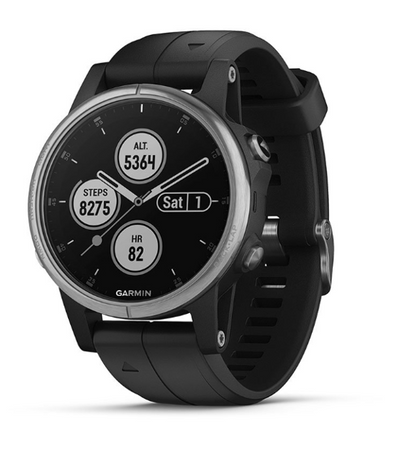 Garmin Fenix 5S Plus Srebrny z Czarnym paskiem