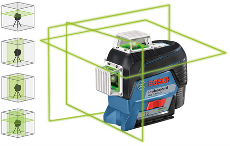 LASER GLL 3-80 CG BOSCH L-BOXX AKU Zielony + 2x2,0Ah + L-Boxx + BM 1