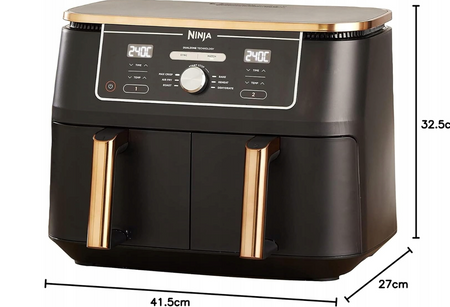 FRYTKOWNICA BEZTŁUSZCZOWA AIRFRYER NINJA AF400EUCP 2470W 9,5L DWA KOSZE 