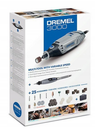 MULTISZLIFIERKA WIELOFUNKCYJNA DREMEL 3000 + 25 AKCESORÓW + WAŁEK + WALIZKA