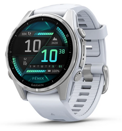 Garmin Fenix 8 43mm Srebrny z białym paskiem